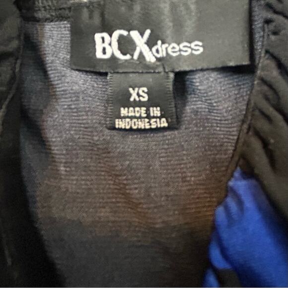 BCX Dress Womens Size XS Black Teal Stretchy Attached Bra Floral Colorful - Picture 5 of 8